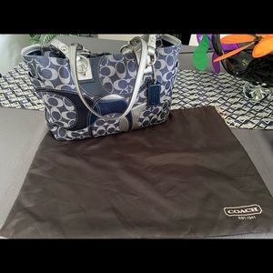 Navy Blue and Silver Coach Purse